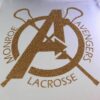 Monroe Avenger's short sleeve white t-shirt gold glitter logo. - Image 2