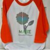 MABE Unisex raglan sleeve t-shirt orange and white